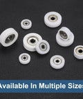 10 Pack Heavy Duty Nylon Roller Bearings 8x26x10mm Double Shielded Ball Bearing Guides 608ZZ Style Quiet Low Noise for Furniture Sliders and Hardware Accessories White, multiple sizes shown