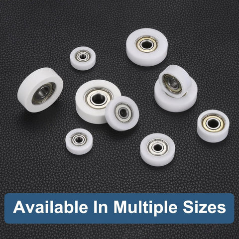 10 Pack Heavy Duty Nylon Roller Bearings 8x26x10mm Double Shielded Ball Bearing Guides 608ZZ Style Quiet Low Noise for Furniture Sliders and Hardware Accessories White, multiple sizes shown