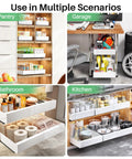 Heavy Duty Pull Out Cabinet Organizer Expands To Fit Twelve Through Twenty Inches in various uses: pantry, garage, bathroom, and kitchen.
