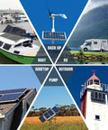 Beast 400W 12V Solar Panel Kit With Four 100W Panels 40A MPPT Charge Controller on boat, RV, rooftop, and lighthouse