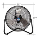 Front view of 20 Inch High Velocity Garage Floor Fan With Tilt Adjustable Head, 3 Speed Settings, Black SAFF-20