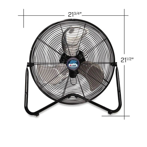 Front view of 20 Inch High Velocity Garage Floor Fan With Tilt Adjustable Head, 3 Speed Settings, Black SAFF-20