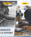 Comparison of manhole lifting with Beefy 30 Inch Heavy Duty Manhole Cover Hook With Three Eighths Inch Steel Handle For Easy Lifting And Pulling