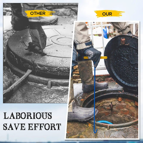 Comparison of manhole lifting with Beefy 30 Inch Heavy Duty Manhole Cover Hook With Three Eighths Inch Steel Handle For Easy Lifting And Pulling