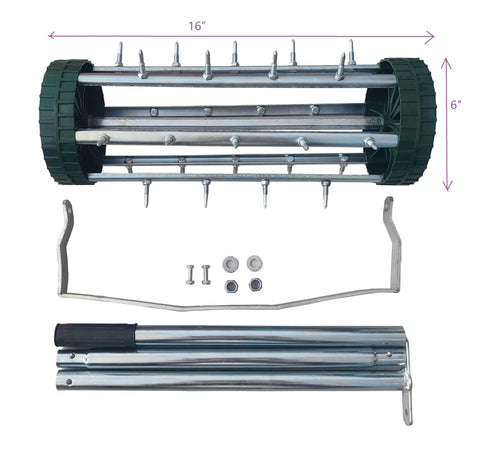 57 Inch Push Spike Lawn Aerator Roller With One Point Four Inch Galvanized Steel Spikes for Deep Soil Aeration and Compaction Relief