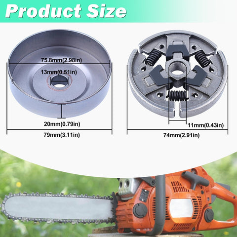 3/8 Inch 7 Tooth Sprocket Clutch Drum Oil Pump Kit For MS290 MS310 MS390 Chainsaws dimensional view with measurements