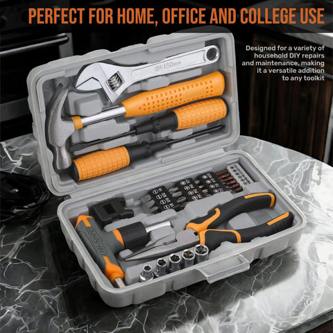 Heavy Duty Magnetic T Handle Ratchet Wrench And Screwdriver Set With Rugged Carry Toolbox 30 Piece Boss Grade kit in an organized case.