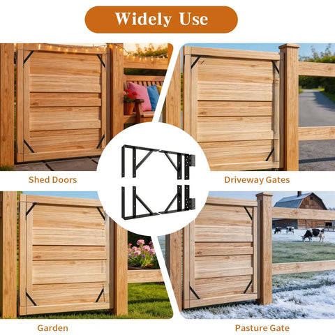Heavy Duty Gate Corner Brace Kit With Self Locking Latch, Anti Sagging Gate Hardware For Wood Fences, Deck Gates, Driveways, Sheds And Corrals, Adjustable Fit, Durable Steel Brackets To Keep Gates Level And Solid