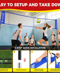 Portable 12Ft Volleyball Net Set For Backyard Bash With Adjustable Height And Freestanding Frame, Heavy Duty Steel Base