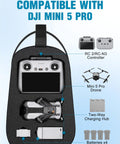 On The Go Mini 5 Pro Case For DJI Drone And RC 2 Controller, Waterproof Hard Carrying Case with custom foam compartments visible.