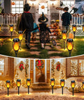 Upgraded 10 Pack Solar Torch Lights Outdoor With Realistic Flickering Flames Waterproof Solar Powered Tiki Torches in yard and pathway
