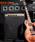 4 Way DJ Speaker System With 300 Watt Peak Power And 150 Watt RMS next to electric guitar, ideal for parties and clubs.