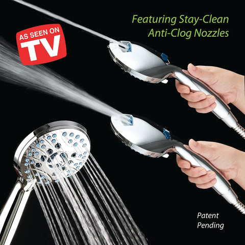 As Seen On TV High Pressure Shower Head System With Handheld And Rain Head 50 Mode 3 Way Shower Kit Anti Clog Jets Dual Heads Power Wash