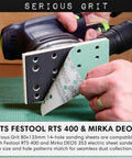 Beefy 14 Hole Five And A Quarter Inch Sanding Sheets 600 Grit Hook And Loop Film demonstration on Festool RTS 400 sander