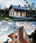 Modern homes illuminated by 800W Solar Street Lights Outdoor With 60000LM Motion Sensor And Remote Dusk To Dawn IP65 Waterproof Flood Light For Parking Lot Yard And Garage Heavy Duty Solar Powered Area Lighting For All Weather