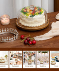 Heavy Duty Acacia Wood Cake Stand With Lid And Rotating Lazy Susan Tray displaying a cake, 11.8 inches, perfect for celebrations.