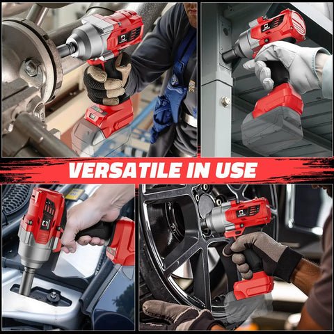 Cerycose Cordless Impact Wrench 1/2 Inch Compatible With Milwaukee 18v Battery 750 Ft Lbs High Torque Brushless Electric Impact Gun Led Light & 6 Sockets Bare Tool Ready For Any Job
