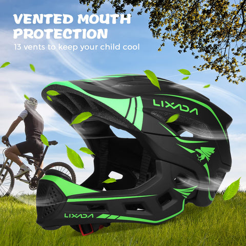Two In One Kids Bicycle Helmet With Detachable Full Face Shield, Adjustable Size 20.5 To 22 Inches, Breathable Kid Friendly Half Shell To Full Face Protection, Ideal For Cycling, Skateboard, And Scooter For Children