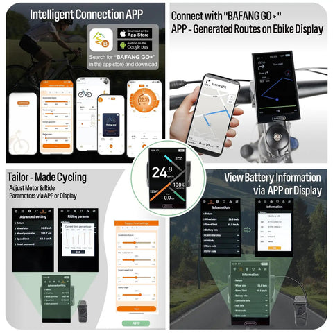 Apps and display features for 48V 750W Mid Drive Ebike Conversion Kit BBS02B CAN Bus with DPC010 Display for tailored cycling