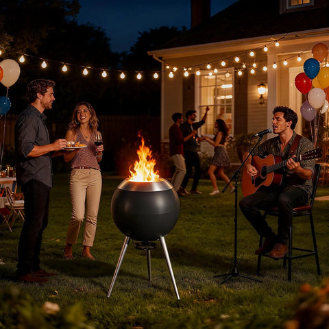 Smokeless Outdoor Fire Pit For Backyards And Patios 19.6 Inch Solo Bonfire Pit With Removable Ash Pan at a cozy night gathering