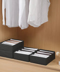 4 Pack T Shirt Drawer Organizers With Eight Grid Compartments For Closet Storage Keeps It Tidy Built From Durable Nonwoven Fabric With Sturdy PP Board Sides Washable Organizer For Folded Clothes Leggings Silk Scarves Black in closet