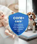 Hella Heavy Duty Disposable Pee Pads 200 Pack Multi Purpose Underpads Super Absorbent Waterproof Bed And Chair Liners For Pet Potty Training And Baby Changing 17X24 Inch with baby and dog.