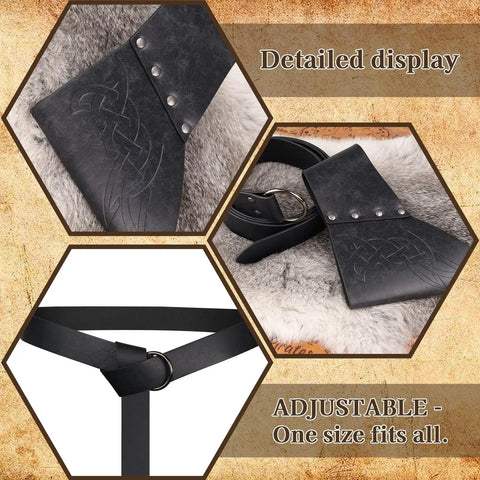 Medieval Sword Belt Frog Holster For Viking Swords, close-up of lightweight scabbard sheath with adjustable black belt