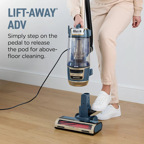 Shark Rotator Lift Away Advanced Upright Vacuum With PowerFins And Self Cleaning Brushroll For Pet Hair Pickup Anti Allergen Complete Seal Technology Lightweight Detachable Canister For Homes, Stairs, Furniture, and Hard Floors In Dark Pure Water Color