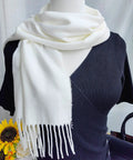 Winter Plaid Scarf For Men And Women, Comfy Cozy Warm Acrylic Knit, Lightweight Yet Soft On Skin, Classic Fall And Winter Accessory, Fade Resistant And Washable, White