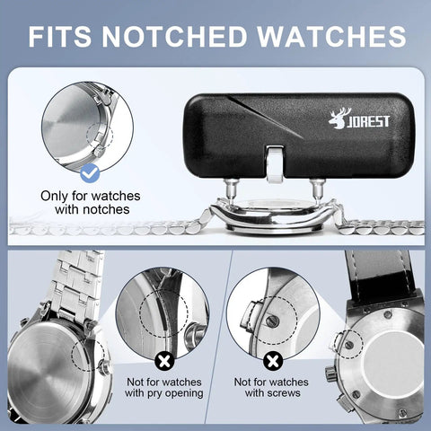 DIY Friendly Watch Back Opener Kit With Adjustable Wrench Rotary Case Opener for watches with notches, quick battery changes.