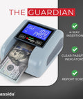 Fast Automatic Currency Counter And Counterfeit Detector With UV MG IR Sensors All Orientation Feeding Rechargeable Battery Pass Fail Detection 3.5 Inch Display High Accuracy And Low False Reject Rate with dollar bill insertion