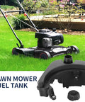 Engine Fuel Tank Replacement For 850 Series Engines lawn mower with durable ABS plastic gas tank in grassy yard.