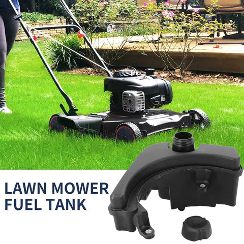Engine Fuel Tank Replacement For 850 Series Engines lawn mower with durable ABS plastic gas tank in grassy yard.