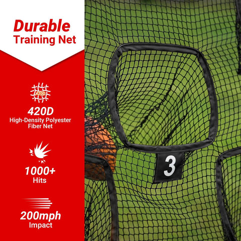 All In One 7x7 Football And Multi Sport Throwing Net With 5 Target Holes, heavy duty impact resistant for multiple sports
