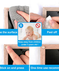 Instructions for 300 Pack Clear Cabinet Bumpers Self Adhesive Rubber Stopper Pads application process on a cabinet.