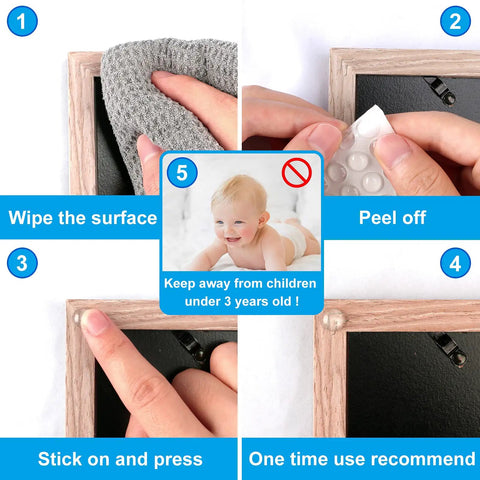 Instructions for 300 Pack Clear Cabinet Bumpers Self Adhesive Rubber Stopper Pads application process on a cabinet.