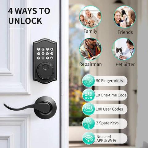Tough As Nails Keyless Entry Door Lock With Handle Smart Fingerprint Deadbolt Keypad System No Sweat Auto Locking Straight Forward Install Fits Left Right Doors Rock Solid Security
