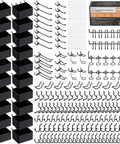 300 Piece Pegboard Accessories Kit With Heavy Duty Hooks And Bins For Garage Wall Organization And Tool Storage Including Peg Locks One Quarter Inch Hooks For Pliers Holders And Multi Tool Racks displayed in organized layout.