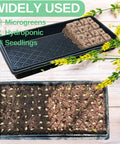Heavy-Duty 1020 Seed Tray Set with Mesh & No-Hole Trays showing seedlings and soil blocking setup.