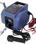 Must-Have Reversible 12V Electric Winch With Wireless Remote for heavy duty towing, featuring galvanized rope and control remote.
