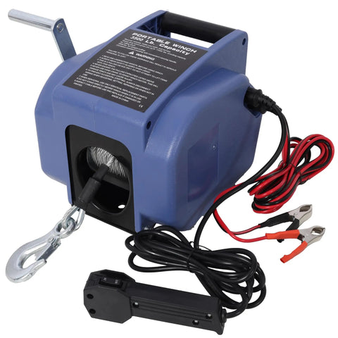 Must-Have Reversible 12V Electric Winch With Wireless Remote for heavy duty towing, featuring galvanized rope and control remote.