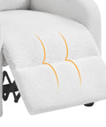Boucle Laidback Cozy Recliner Sofa With Push Back Design Adjustable Modern Single Recliner Chair in full recline position