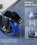Close-up of Beefy Heavy Duty 4 Inch Stem Caster Wheels With Dual Locking 2200 Lb Capacity 3/8-16 UNC Threaded Stem By 1 Inch Swivel