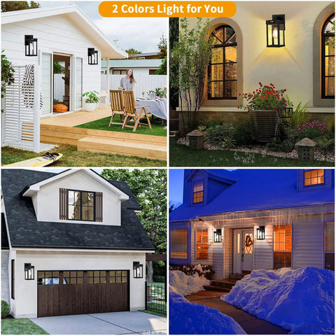 Outdoor Solar Wall Light With Motion Sensor And 3 Lighting Modes Two Bulbs Waterproof Porch Lantern on houses and garden