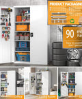 Beefed Up Tall And Wide Metal Storage Cabinet With Lockable Doors Four Adjustable Shelves Wheels And Pegboard for varied spaces.