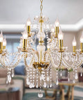 K9 Crystal Candle Chandelier 12 Light Pendant Ceiling Fixture For Dining Room Living Room Bedroom Hallway Entry Modern Glass