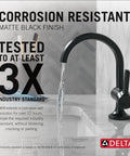 Modern Matte Black Single Hole Bathroom Faucet For Vanity Sink With Optional Deck Plate And Metal Push Pop Drain Dead Simple Install Smooth Flow Sleek Design Solid Build Built Tough For Heavy Daily Use with running water.