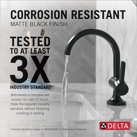 Modern Matte Black Single Hole Bathroom Faucet For Vanity Sink With Optional Deck Plate And Metal Push Pop Drain Dead Simple Install Smooth Flow Sleek Design Solid Build Built Tough For Heavy Daily Use with running water.