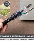 Beefy 10 Gauge Extension Cord 100 Ft Weatherproof Outdoor Power Cable shown with clear 3-prong plug and weather resistance