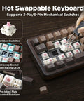 Built Different 65 Percent Wireless Mechanical Keyboard Featuring Solid Walnut Wood Shell And Hot Swap Switches with pre-lubed switches